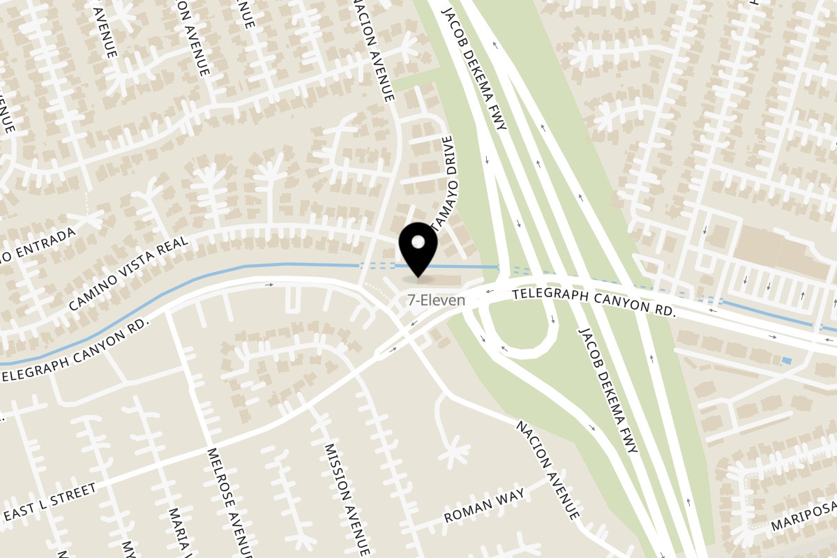 Map showing the location of Canada Steak Burger on 409 Telegraph Canyon Rd in Chula Vista